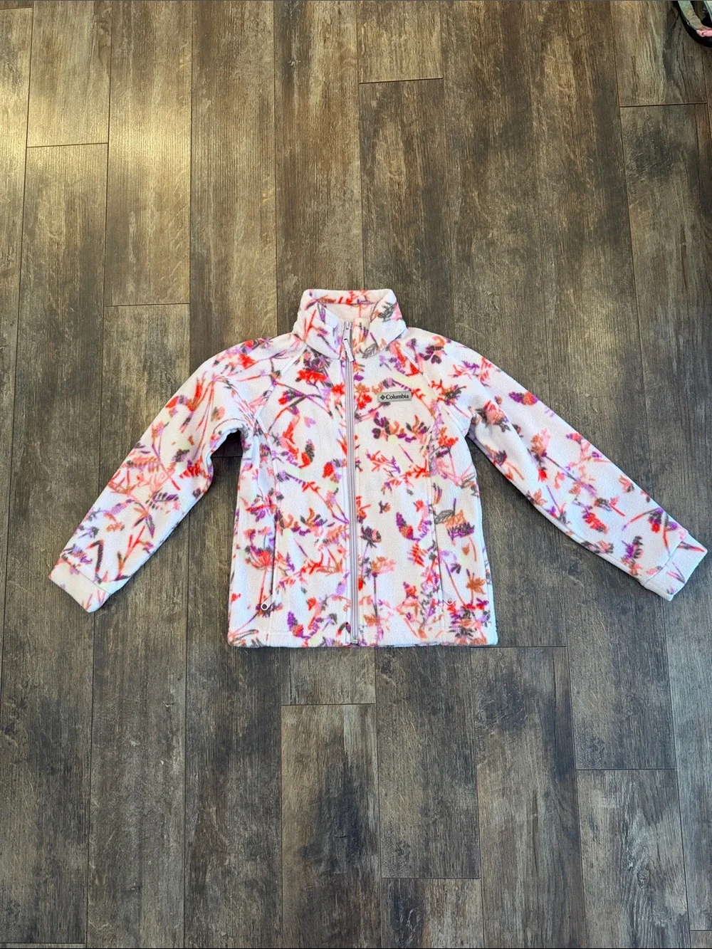 Columbia Kids Pink Floral Full-Zip fleece jacket